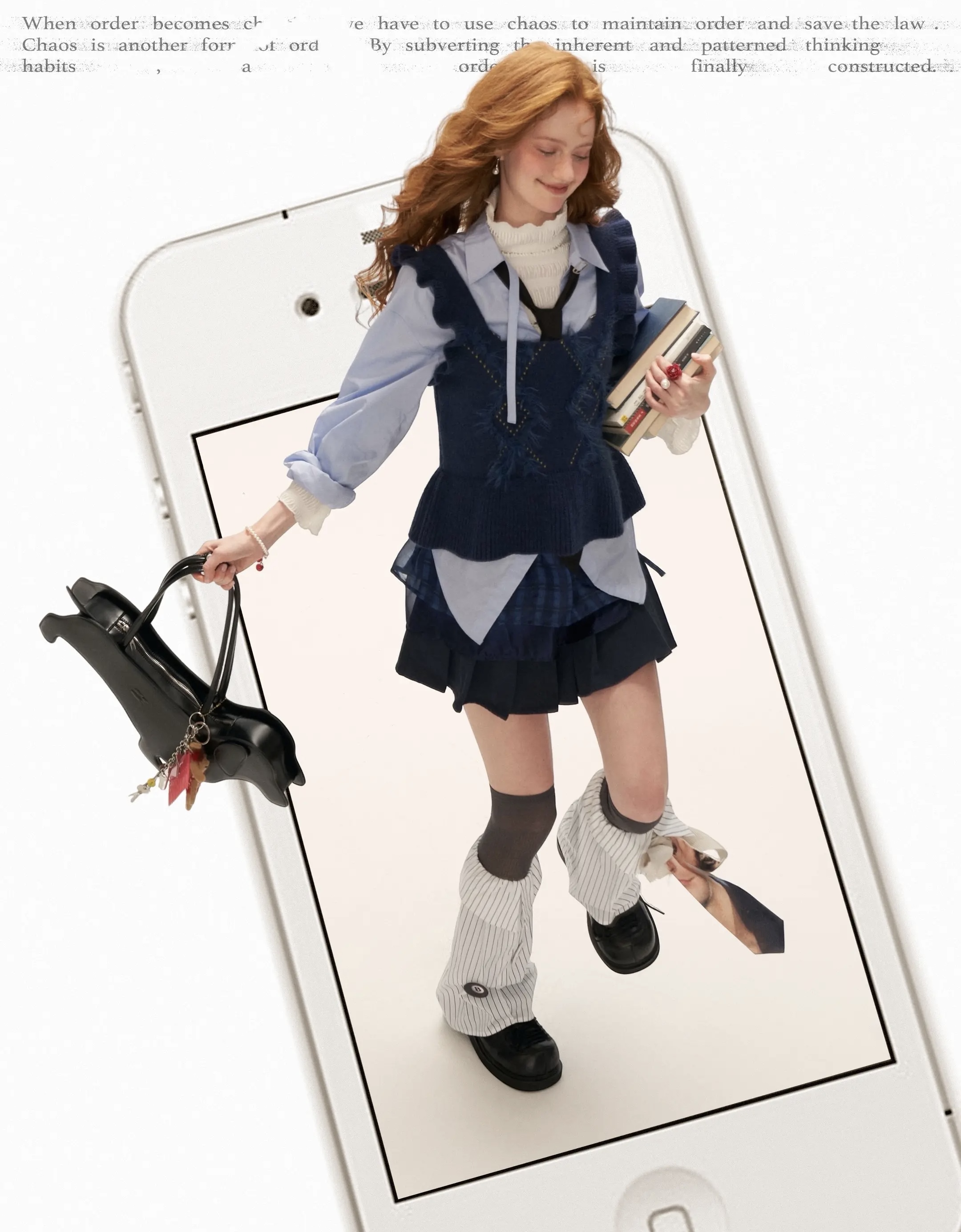 Navy collegiate layered look