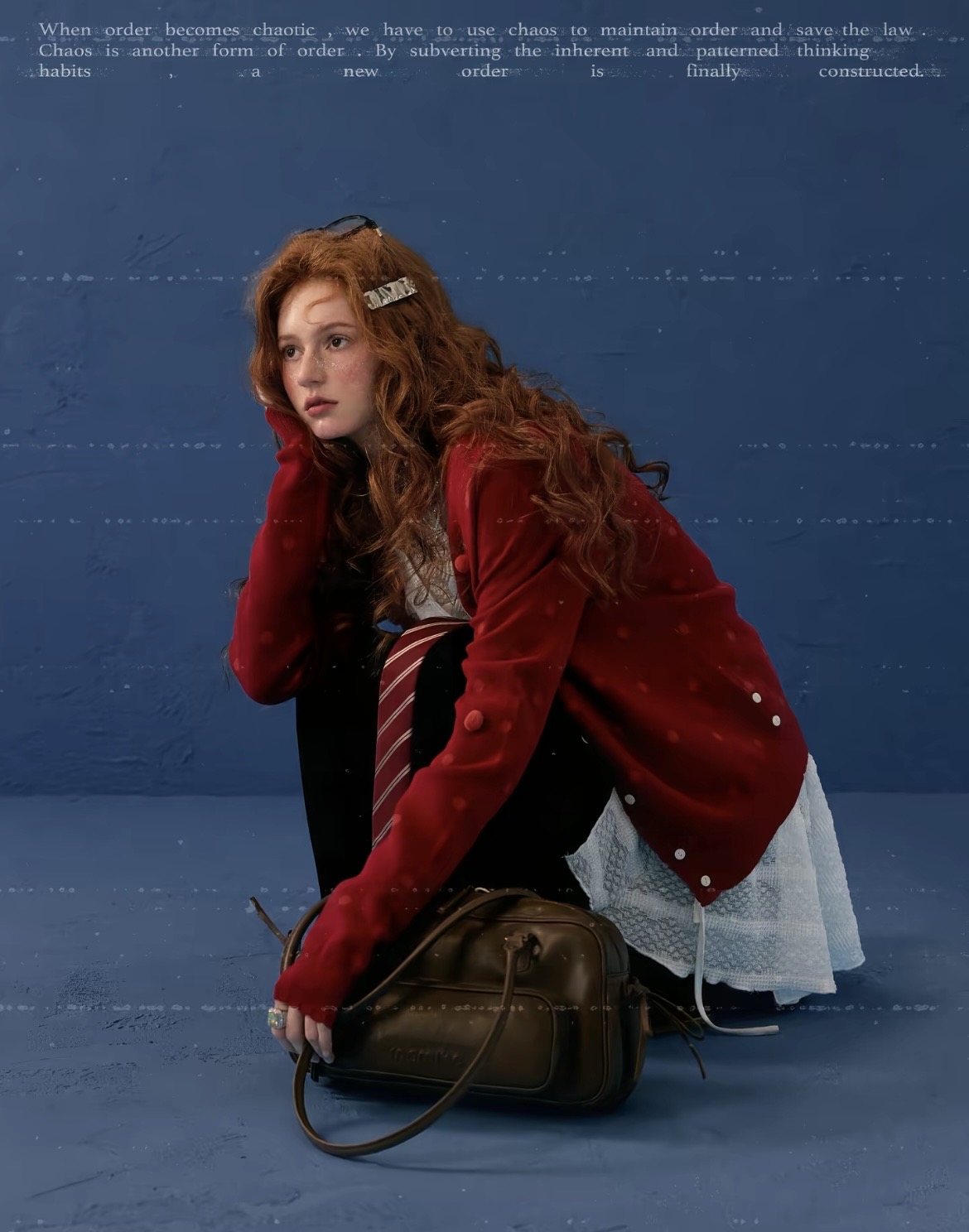 Red cardigan look